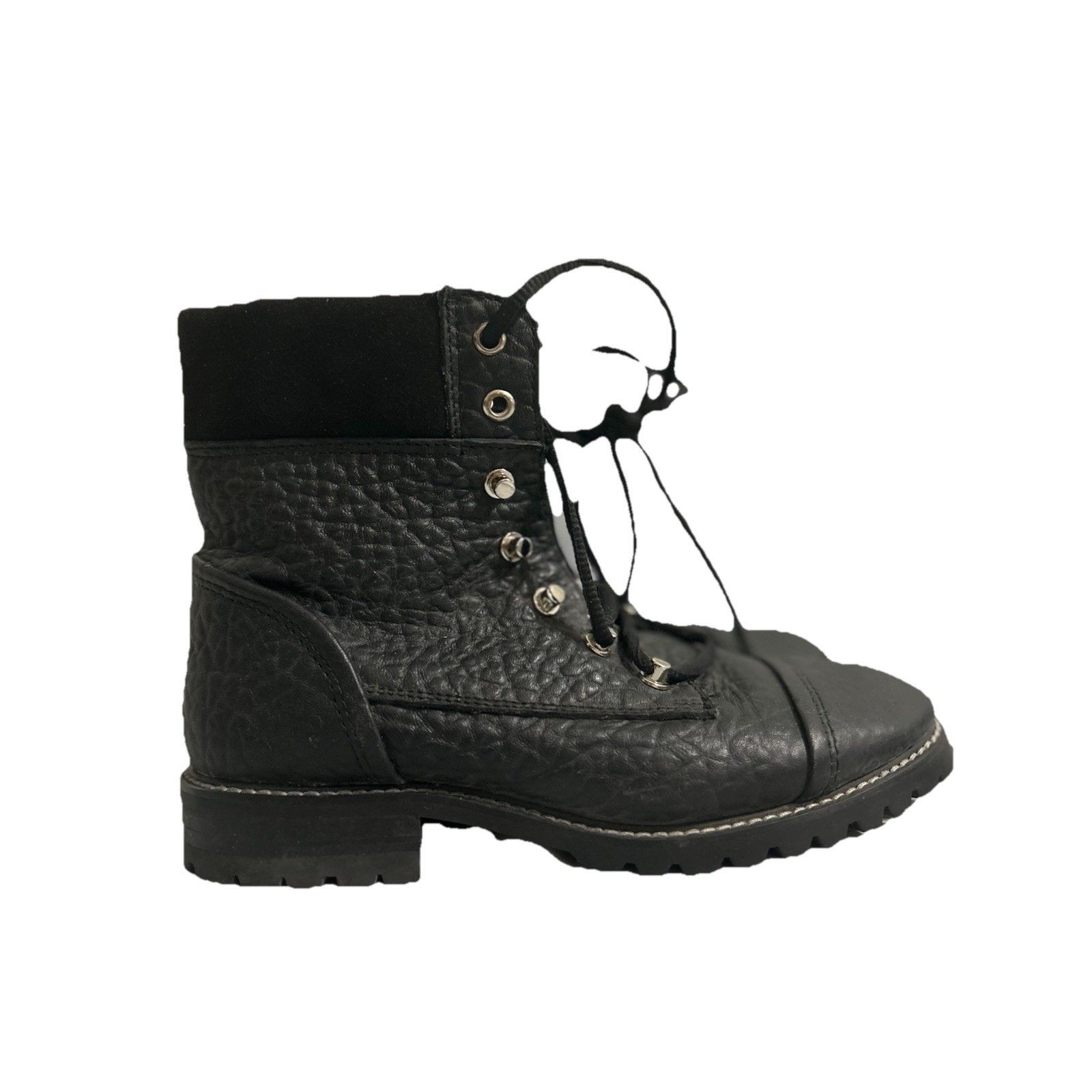Steve Madden Zofie Whimsigoth Black Leather Lace Up Boots Zip Side 6m Lined